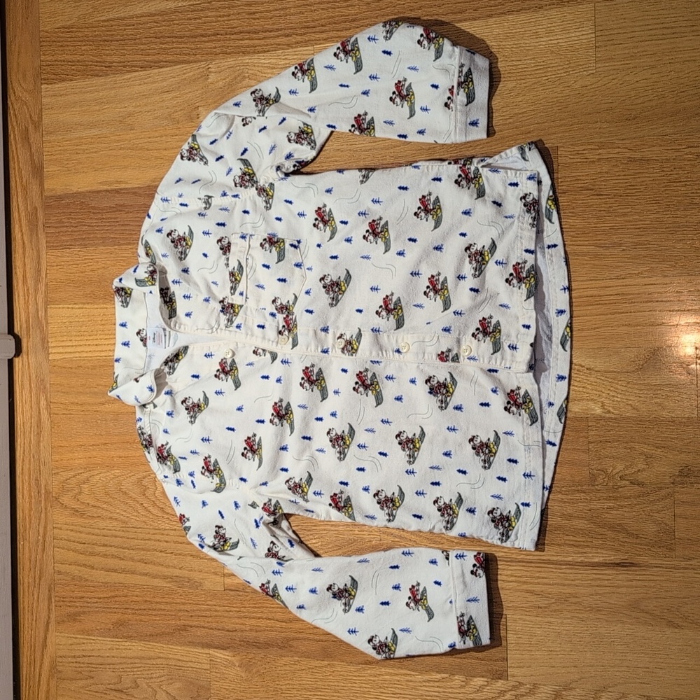 Hanna Anderson Mickey Mouse Holiday Pajama 100% Cotton Flannel Set Size XXS - Picture 4 of 14